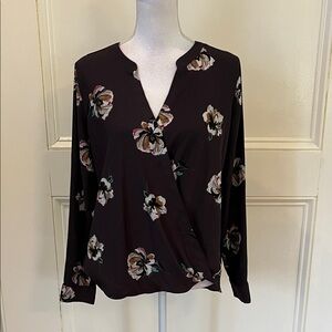 Ann Taylor Floral Wrap Blouse